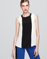 Go graphic in this Trina Turk color-block tank, cut from supple silk.