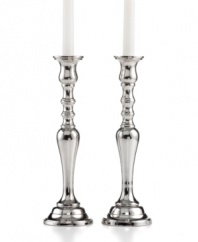 It's all about ambiance. Handcrafted in polished nickel plate, Hampton candlesticks from Leeber bring good old-fashioned grandeur to light.