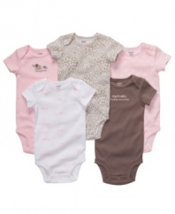 Soft seasonal colors that will have her looking her baby best! Carters makes it easy for you with this five piece set that takes the hassle out of dressing.