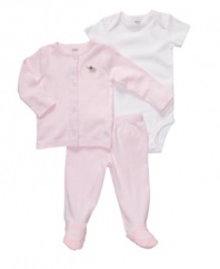 An essential for every baby girl. This three piece set from Carters is exactly what she needs.