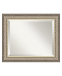 Enlarge and enhance any room instantaneously with the Paramount wall mirror. Beveled glass is surrounded by an embossed silver frame with unique geometric patterns and interior and exterior rope detail.