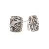 925 Silver Criss-Cross Earrings with Black, White & Brown Diamonds and 18k Gold Accents (0.84ctw)