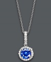 Punctuate your neckline with the perfect pendant. Effy Collection's boldly blue round-cut sapphire (1 ct. t.w.) shines with the addition of round-cut diamonds (1/10 ct. t.w.). Crafted in 14k white gold. Approximate length: 18 inches. Approximate drop length: 1/2 inch. Approximate drop width: 1/3 inch.