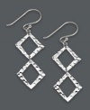 Double up on contemporary design. Studio Silver's stunning double drop earrings are perfect for office or evening. Crafted in sterling silver with a unique hammered design. Approximate drop: 1-3/4 inches.