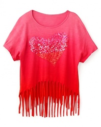 Flowers By Zoe Toddler Girls' Fringe Sequin Heart Top - Sizes 2T-4T
