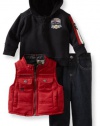 Nannette Baby-Boys Infant 3 Piece Pro Circuit Vest Set, Red, 24 Months