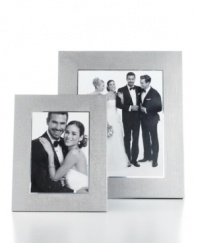 Allover texture gives Leeber's aluminum picture frame a look of modern polish and sophistication. Ideal for any room, setting and photo.