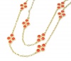 Tory Burch Clover Necklace Coral Gold
