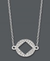 Cover all your bases. This diamond-shaped cut-out pendant by Studio Silver shines with the addition of sparkling crystals. Set in sterling silver. Approximate length: 16 inches + 2-inch extender. Approximate drop: 1/2 inch.