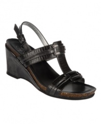 Break past style boundaries with the X-Cell sandals from Life Stride. Eye-catching straps with edgy shine and metal accents are placed atop an elevated wedge with a natural look.