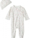 Little Me Layette Footie, Rose Floral, Ivory Print, 3 Months