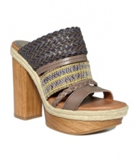 A wonderful assortment of straps with differing fabrics and designs make the Mika sandals from Lucky Brand a retro must-have. The tall platform and chunky heel add to the bohemian appeal.