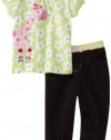 Mini Bean Baby-Girls Newborn Giraffe Knit Top And Pant Set, Light Green, 0-3 Months