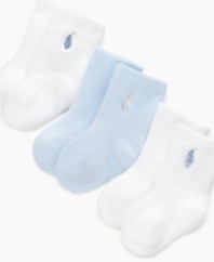 A classic set of three terry crew length socks will leave their feet feeling fantastic.