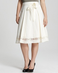 A fresh and feminine addition to your wardrobe, this Jones New York Collection Plus skirt pairs a subtle eggshell hue with a flattering A-line silhouette. Intricate embroidery finishes the style with ladylike charm.