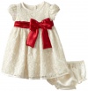 Sweet Heart Rose Baby-girls Infant Lace Occasion Dress, Ivory/Red, 24 Months
