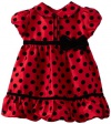 Sweet Heart Rose Baby-girls Infant Polka Dot Special Occasion Dress, Red/Black, 12 Months