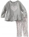 Calvin Klein Baby-girls Infant Tunic With Flower Print Leggings, Gray/Pink, 12 Months