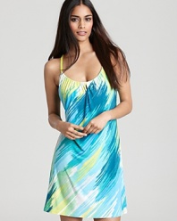 Painterly strokes of blues and greens decorate this soft chemise from Josie.