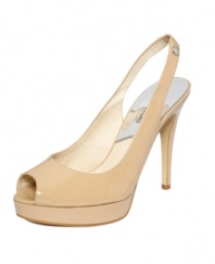 With their nude hue, MICHAEL Michael Kors' York slingback peep-toe pumps not only make your legs look long--they match virtually anything in your wardrobe! Made in patent leather, they feature a sleek, glossy shine.