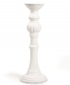 Delicate fluting, beading and distressed detail give the Blanc candlestick a classic, romantic feel to complement Versailles Maison's charming dinnerware collection.