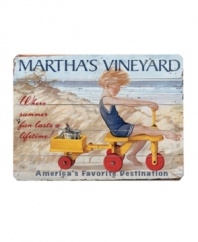 Escape to a place where summer fun lasts a lifetime with this wooden sign for Martha's Vineyard. A snapshot of childhood, it recalls a breezy, innocent time that fits in beautifully in kids rooms and family settings.