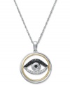 Ward away evil spirits in style! This stunning evil eye pendant features an intricate, cut-out setting that shines with sparkling, round-cut white diamonds (1/10 ct. t.w.) and black diamond accents. Comes with a matching rope chain. Crafted in 14k gold and sterling silver for ultimate versatility. Approximate length: 18 inches. Approximate drop: 9/10 inch.