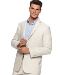Change the pattern of your business look with this polished herringbone blazer from Perry Ellis.