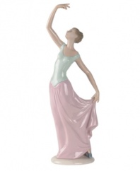 Take a bow. Set in solid porcelain, this handmade figurine captures lasting grace and eternal beauty of a dancer completing her final solo.