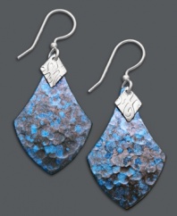 Laid-back style for the free-spirited soul. Jody Coyote's multicolored bronze drops feature a chic, diamond shape and cool blue hues. Crafted in sterling silver. Approximate drop: 1-3/4 inches.