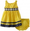 Sweet Heart Rose Baby-girls Infant Daisy Eyelet Dress, Yellow/Blue, 12 Months
