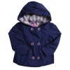 Pink Platinum Toddler Girls Pink Navy Blue Plaid Hooded Fashion Raincoat Jacket