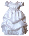 Baby-Girls KID Collection New Satin Puffed Skirt Christening Baptism Gown (Dress & Bonnet)