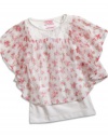 GUESS Kids Girls Little Girl Floral Print Top with Tank, PRINT (3T)