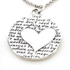 Kevin N Anna Studio Sterling Silver LARGE Pendant Necklace with Etched HEART Celebrates LOVE