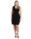 DKNYC Women?s Plus-Size Sleeveless V-Neck Dress with Lace Back and Side Panels