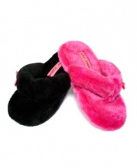 Slip into something a little more comfortable this season. Lined in soft faux-fur, these Betsey Johnson slippers will have you flipping for joy.