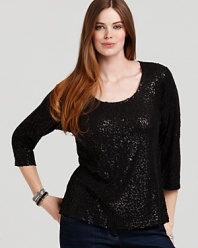 This Calvin Klein top marries high-shine sequins with a classic silhouette for work-to-weekend glamour.