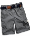 GUESS Kids Boys Little Boy Cargo Shorts (2-7), GREY (2T)