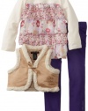 Calvin Klein Girls 2-6X Small Vest With Ruffled Top And Purple Jean