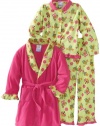 Baby Bunz Girls 2-6X Birdies 3 Piece Robe And Pajama Set