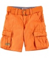 Levi's Grid Belted Cargo Shorts (Sizes 4 - 7X) - orange, 4