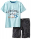 Calvin Klein Boys 2-7 Tee With Printed Short, Blue, 4