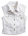 GUESS Kids Girls Big Girl Denim Vest, WHITE (10/12)