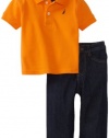Nautica Sportswear Kids Baby-boys Infant Short Sleeve Solid Polo with Denim Pant
