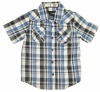 Hurley Boys S/S Plaid Printed True Navy Button-Down Shirt (6)