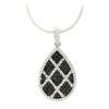 Ryssa925 Micropave Series - Sterling Silver & Multicolor Sworovski Cubic Zirconia Black & White Cross Hatch Pendant (Includes Silver chain)