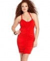 Baby Phat Plus Size Sexy Dress, Sleeveless Ruched Red Paprika