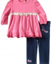 Hartstrings Baby-Girls Newborn 2 Piece Cotton Interlock Tunic And Knit French Terry Jegging Set, Fuchsia Gem, 12 Months