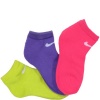 Nike Kids Girls 3 Pack Neon Low Cut Socks Assorted, 13-3 Shoe/ 6-7 Sock (Toddler/Kids)